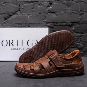 Чоловічі шкіряні літні туфлі Comfort Leather 030 коричневі