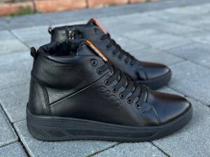 Підліткові зимові шкіряні черевики E-Series 102 Lissabone чорні