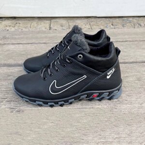 Підліткові зимові шкіряні кросівки Nike 223 чорні
