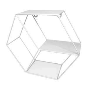 Полиця настінна сталевий білий шестикутник SW-00001637