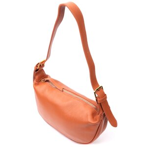 Напівкругла жіноча сумка з однією плечовою лямкою із натуральної шкіри Vintage 22370 Коричнева
