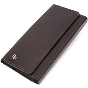 Вертикальний гаманець з відділенням для телефону з натуральної шкіри GRANDE PELLE 11645 Коричневий