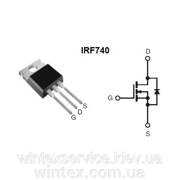 Транзистор IRF740 400v 10A TO-220 від компанії Сервісний центр WINTEX - фото 1