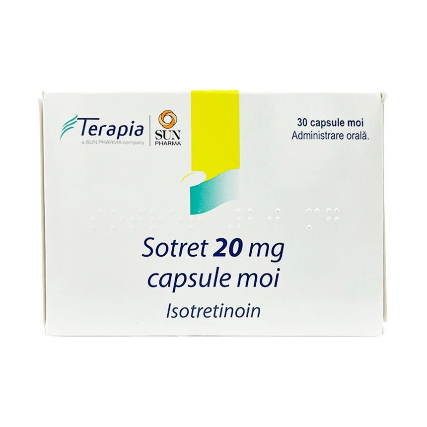 Сотрет 20 мг, 30 капсул (Роакутан) від компанії Інтернет-аптека "Євроаптека" - фото 1