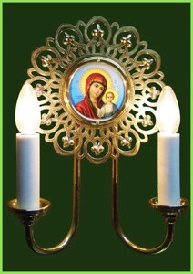 Бра Церковне з іконою на две лампи