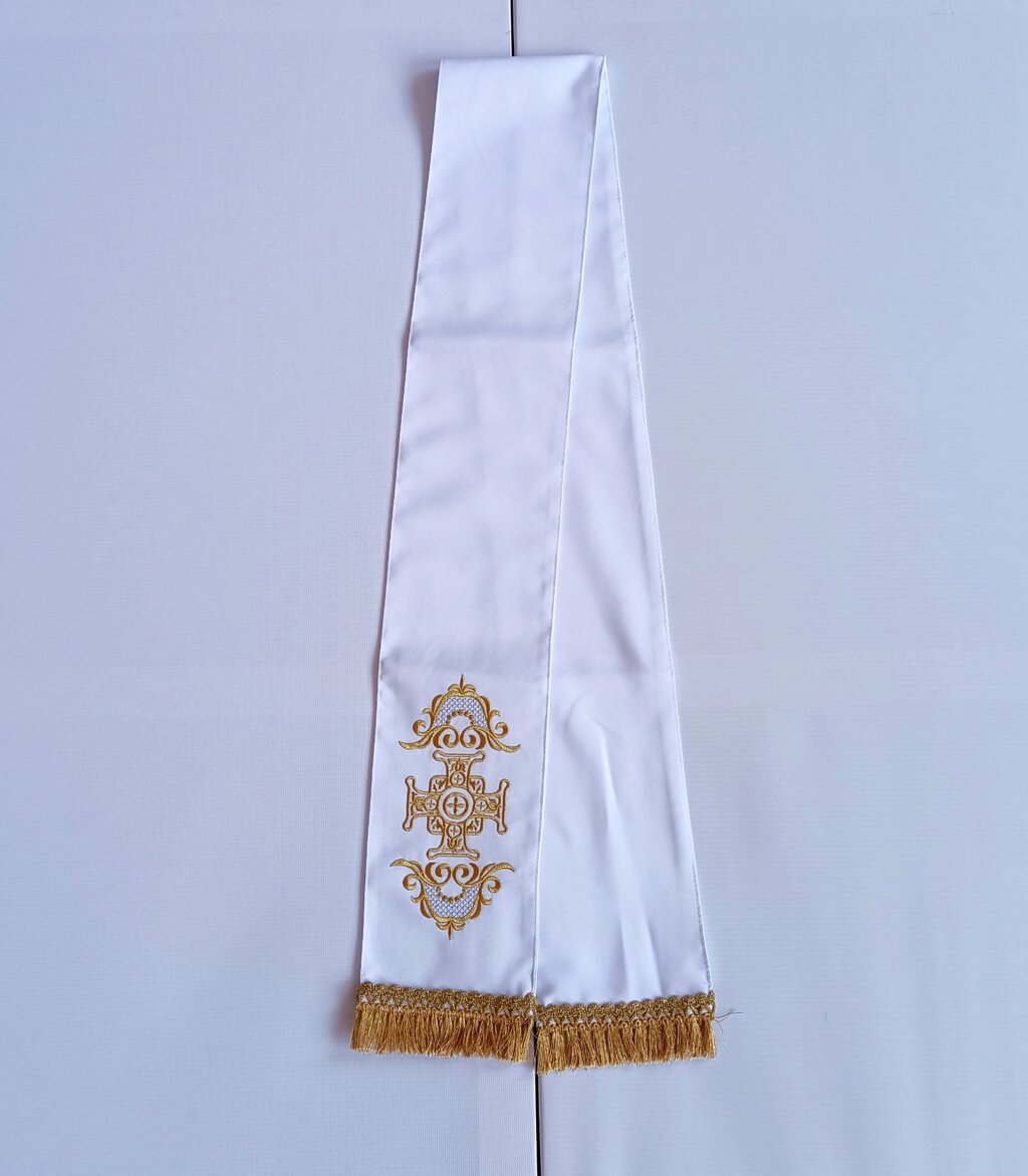 Церковна закладка для святого Євангелія з габардина 155*13см (біла) від компанії Церковна крамниця "Покрова" - церковне начиння - фото 1