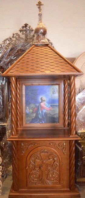 Церковний жертовник з іконою і різьбленням дерева (на замовлення) від компанії Церковна крамниця "Покрова" - церковне начиння - фото 1