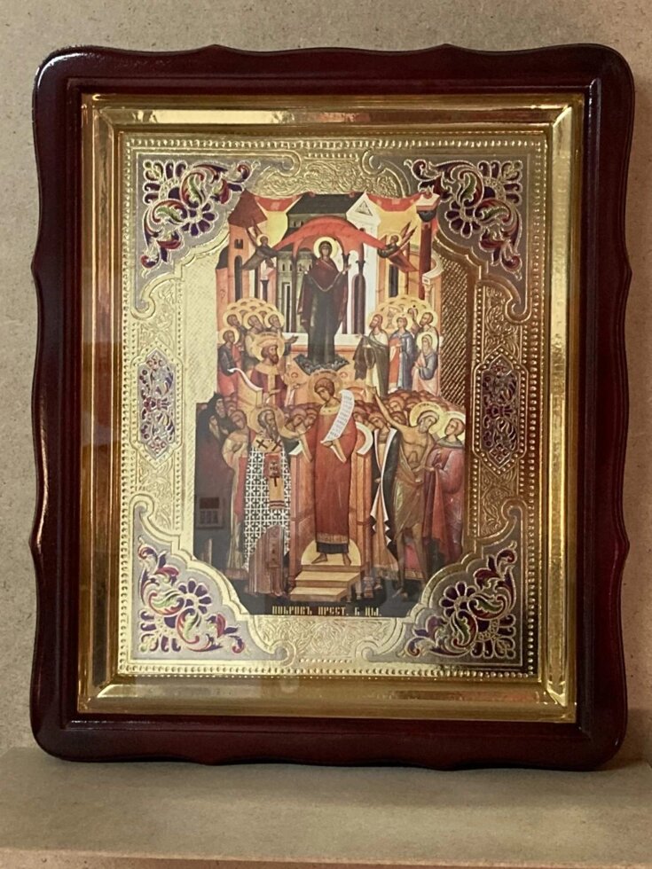 Чудотворна ікона Покрову Богородиці 40х35см від компанії Церковна крамниця "Покрова" - церковне начиння - фото 1