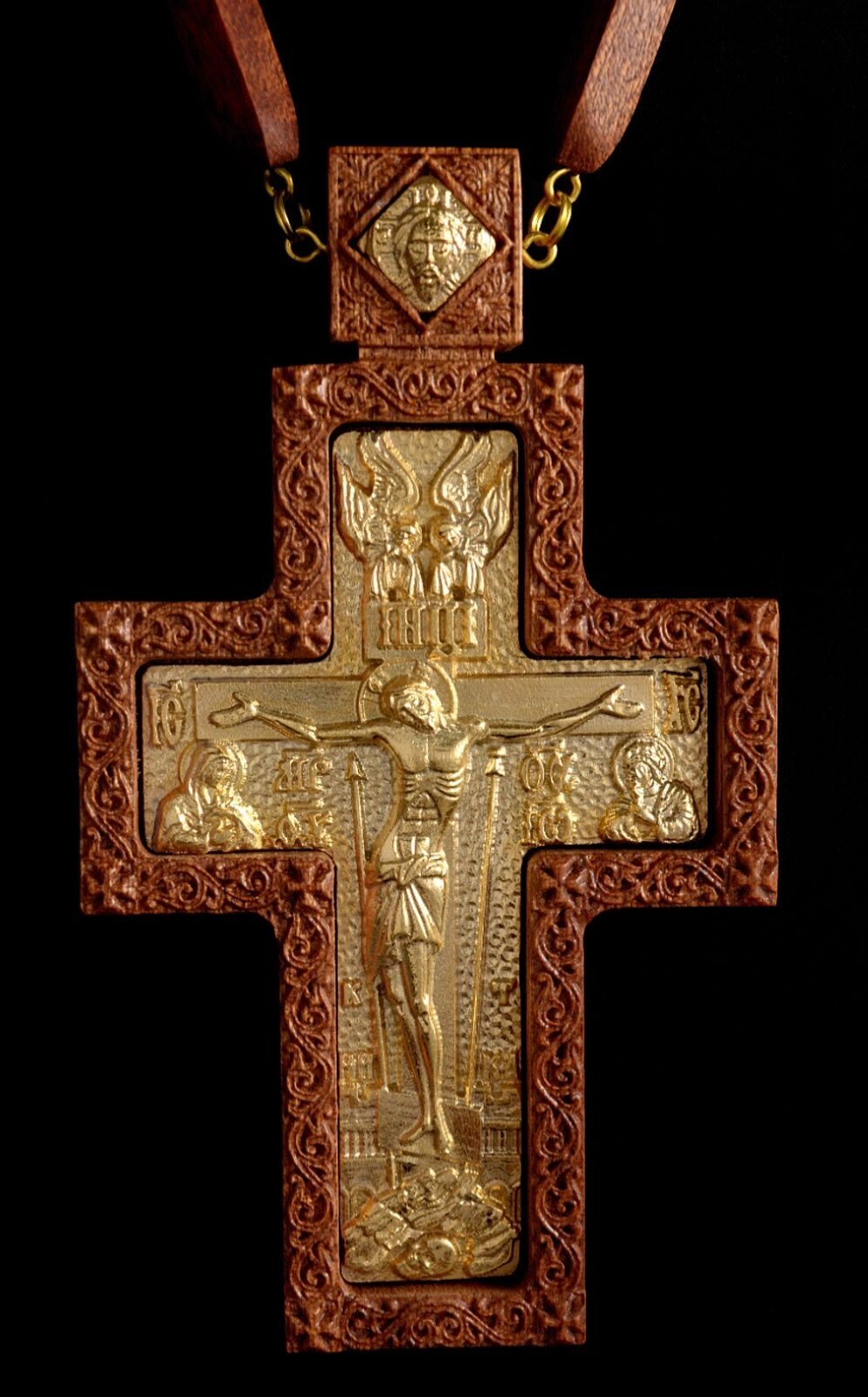 Для Батюшки хрест наперсний різьблений (золота вставка) від компанії Церковна крамниця "Покрова" - церковне начиння - фото 1
