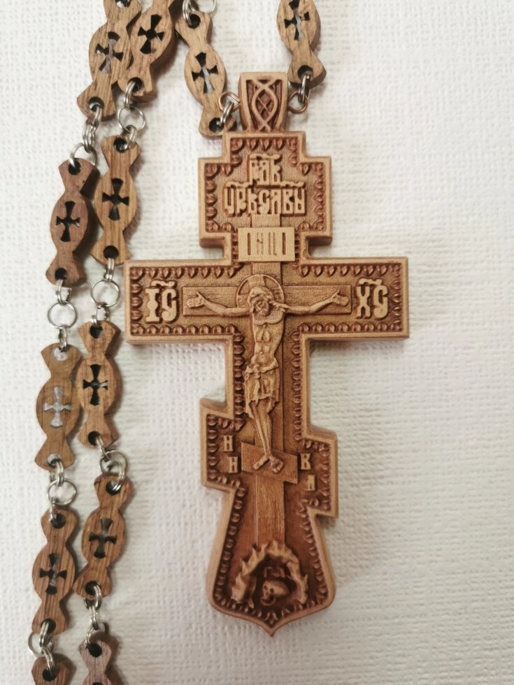 Для Священнослужителя хрест наперсний з дуба 65x130мм від компанії Церковна крамниця "Покрова" - церковне начиння - фото 1