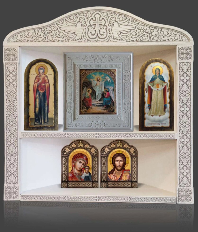 Домашній іконостас з різьбою 60 * 57cm від компанії Церковна крамниця "Покрова" - церковне начиння - фото 1