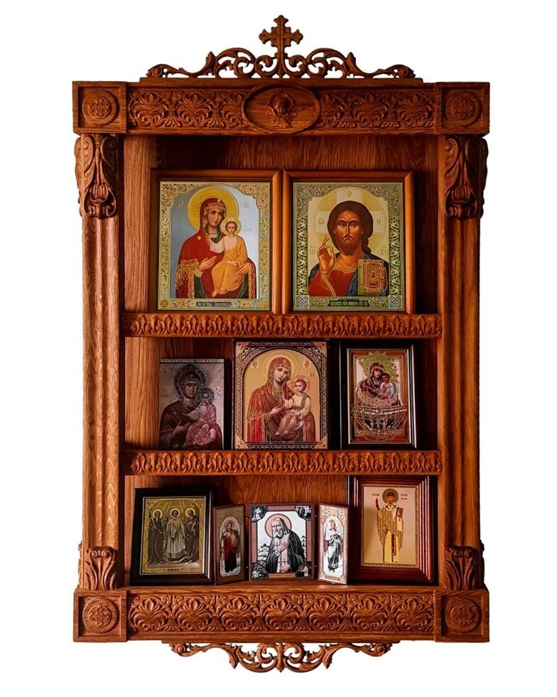 Домашній різьбленій іконостас 100х60см від компанії Церковна крамниця "Покрова" - церковне начиння - фото 1
