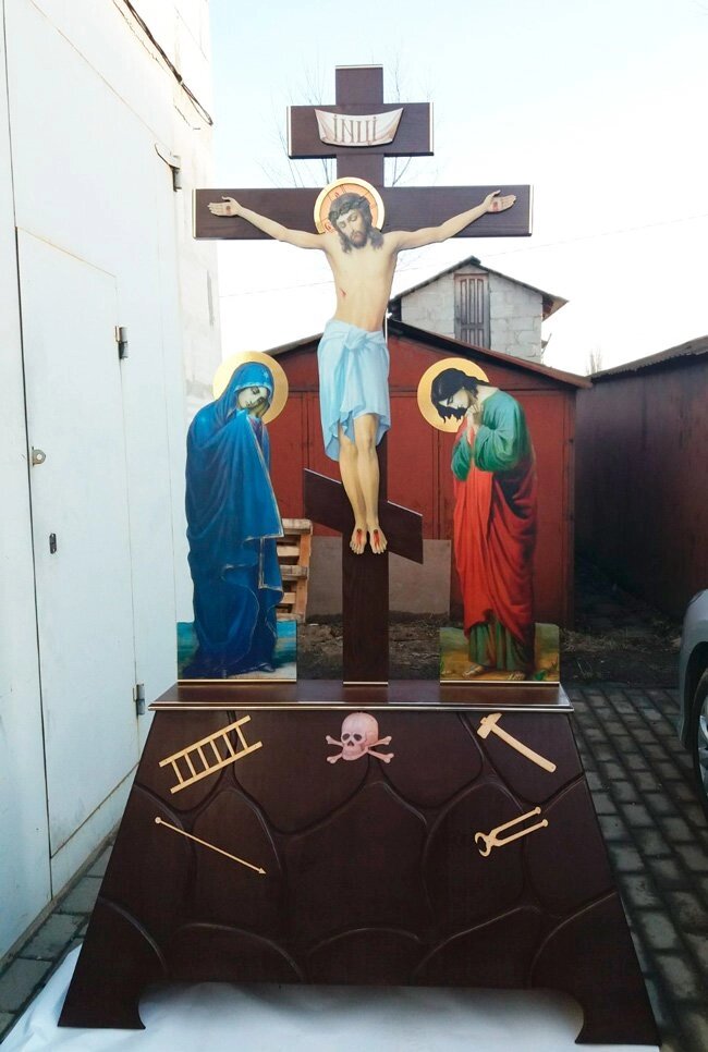 Голгофа велика церковна 2.2м (хрест з дерева) від компанії Церковна крамниця "Покрова" - церковне начиння - фото 1