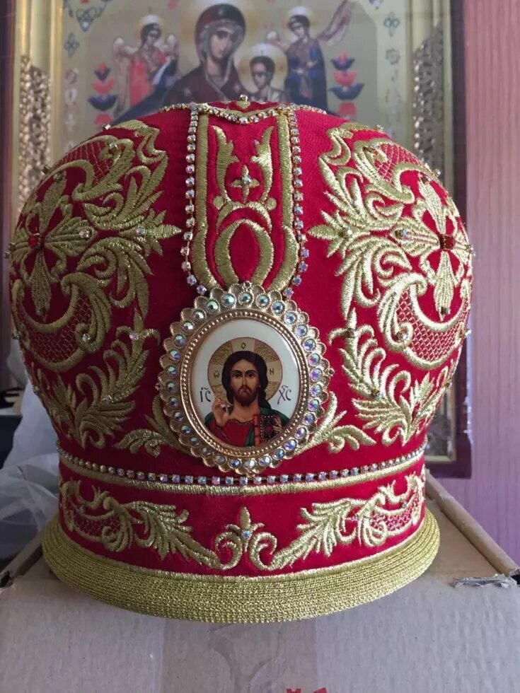 Головний убір батюшки православної церкви - митра від компанії Церковна крамниця "Покрова" - церковне начиння - фото 1