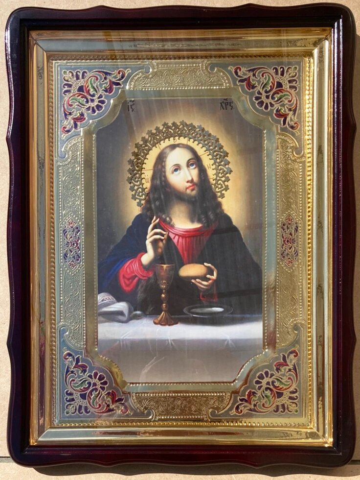 Хлібний Спас - ікона з емаллю 56х48см від компанії Церковна крамниця "Покрова" - церковне начиння - фото 1