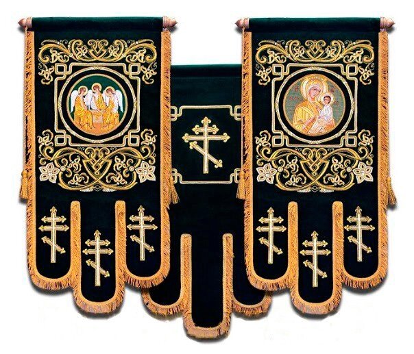 Хоругви з оксамити для храму, термодрук ікони 85 * 50см від компанії Церковна крамниця "Покрова" - церковне начиння - фото 1