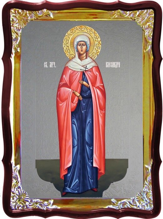 Храмова ікона під срібло Святої Олександри Ростова від компанії Крамниця "Покрова" - церковне начиння - фото 1