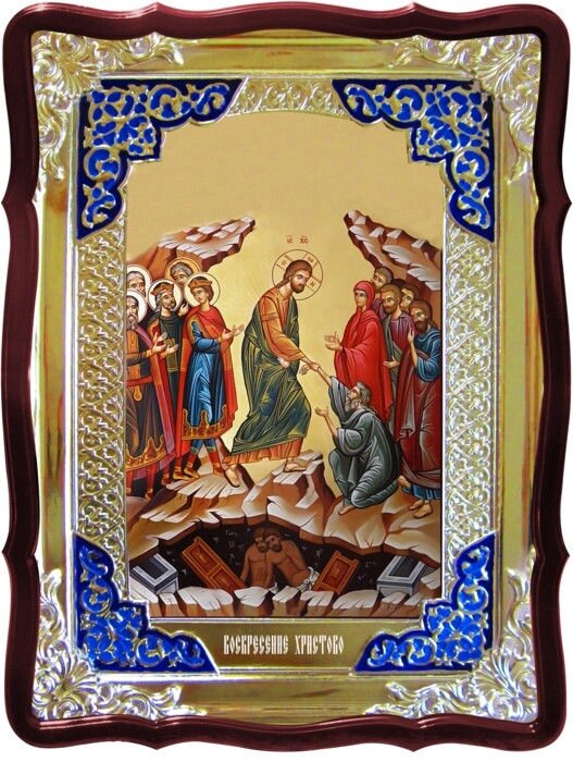 Храмова ікона Воскресіння Христове з емаллю від компанії Церковна крамниця "Покрова" - церковне начиння - фото 1