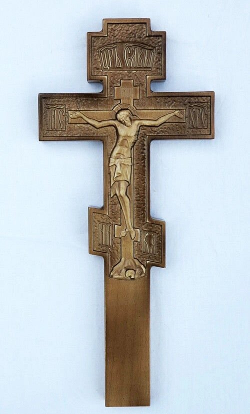 Хрест церковний різьбленій з дерева 27х12см від компанії Церковна крамниця "Покрова" - церковне начиння - фото 1