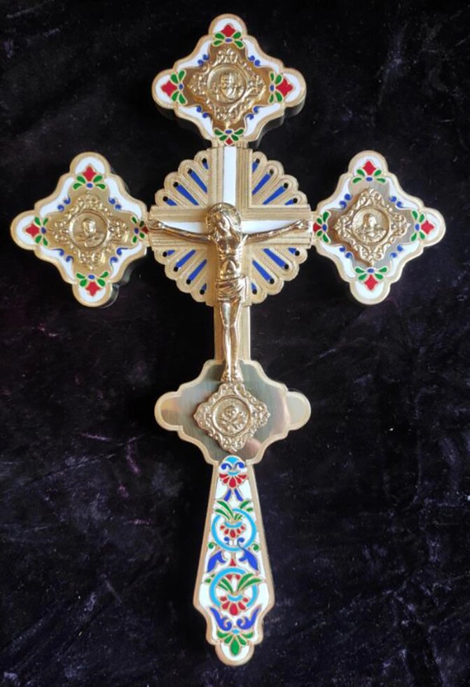 Хрест для священика требний фігурний великий з накладками від компанії Церковна крамниця "Покрова" - церковне начиння - фото 1