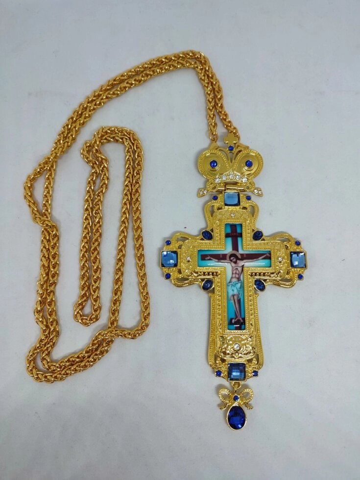 Хрест для священика з каменями, покритий золотом від компанії Церковна крамниця "Покрова" - церковне начиння - фото 1