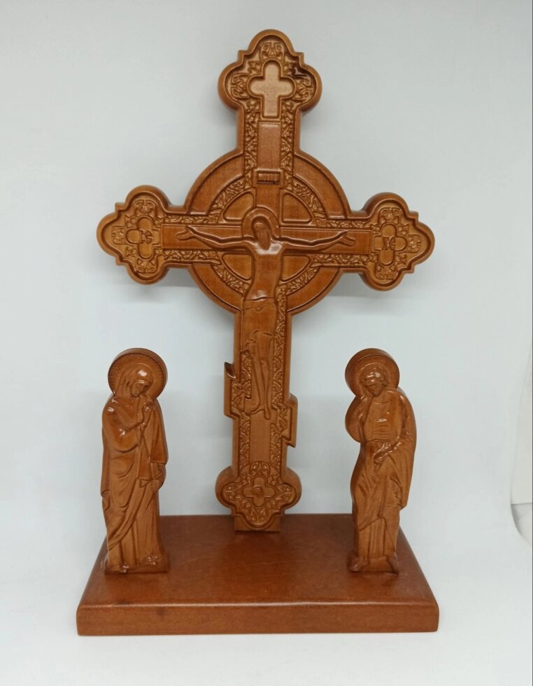 Хрест Голгофа із вільхи настольна 30х20см від компанії Церковна крамниця "Покрова" - церковне начиння - фото 1