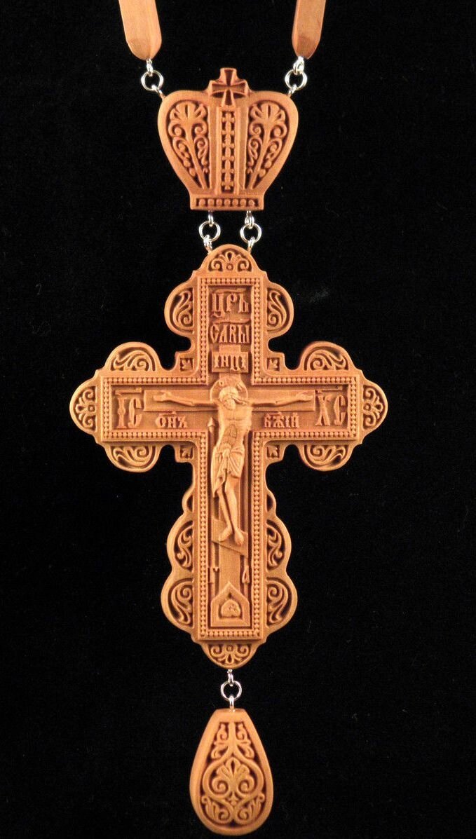 Хрест ієрейській 120х70мм різьблений з груші від компанії Церковна крамниця "Покрова" - церковне начиння - фото 1