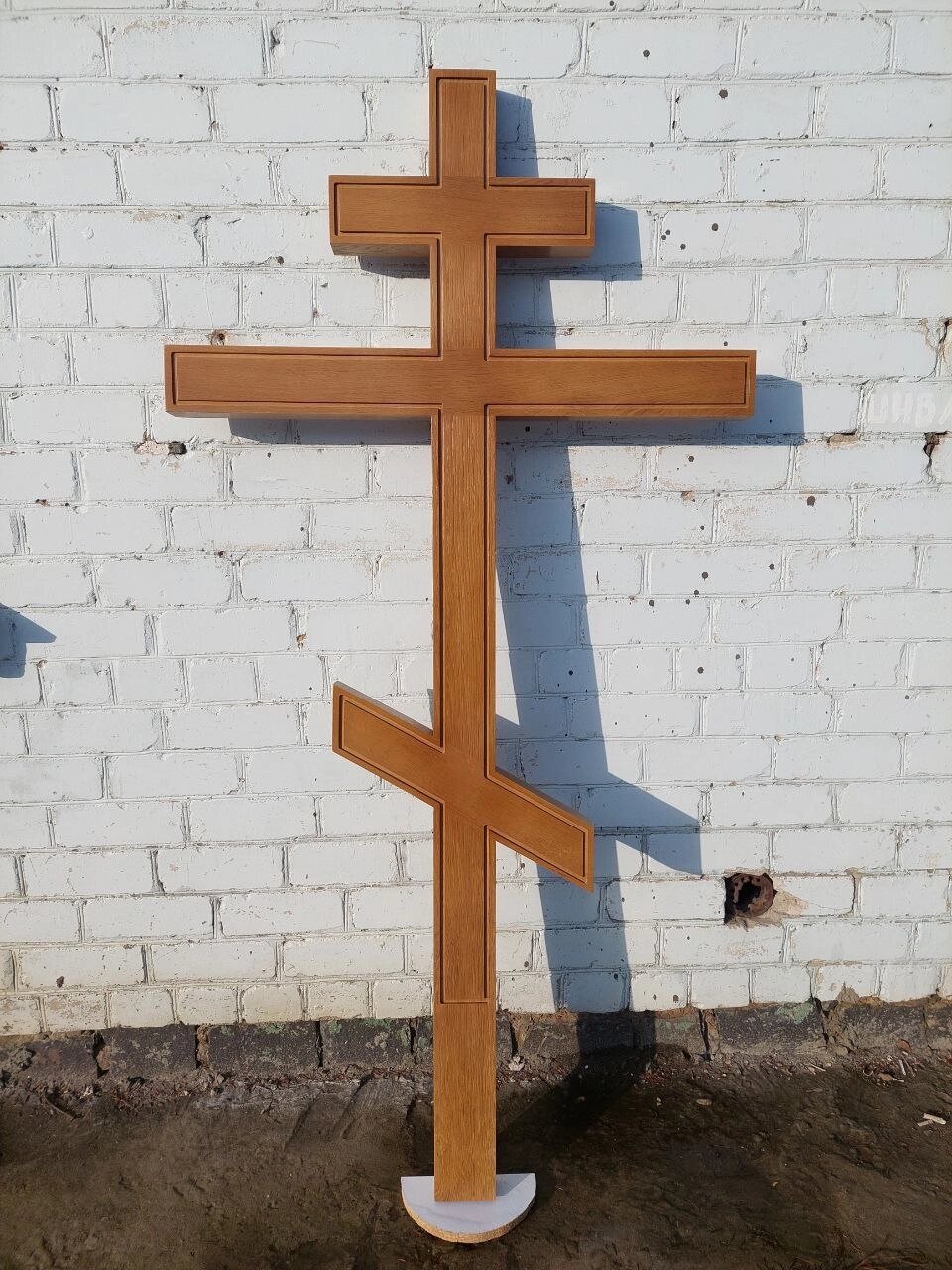 Хрест із дуба на могилу, загальний розмір 190 см (160 см + 30 см в землю) від компанії Церковна крамниця "Покрова" - церковне начиння - фото 1