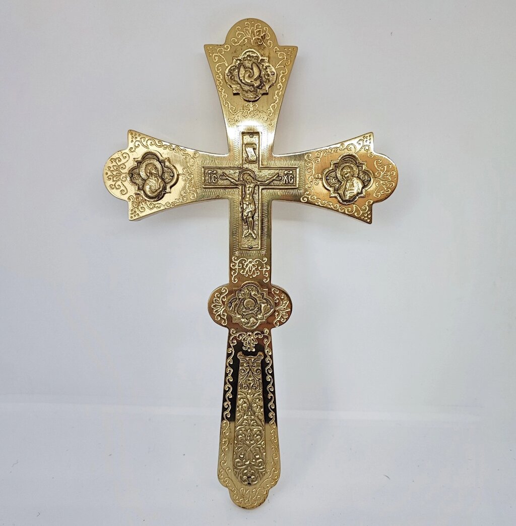 Хрест латунний з гравіровкою 28,5*17 см від компанії Церковна крамниця "Покрова" - церковне начиння - фото 1