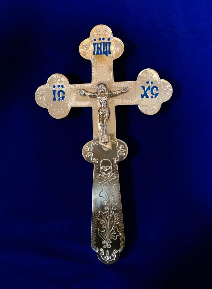 Хрест малий з емаллю від компанії Церковна крамниця "Покрова" - церковне начиння - фото 1