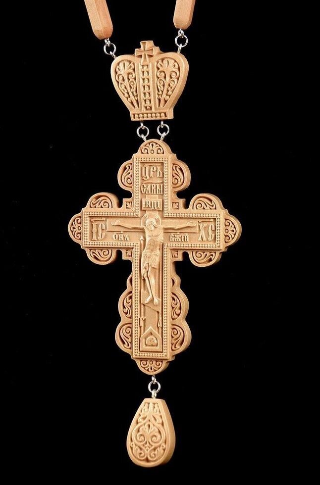 Хрест нагородний різьблений 100х65мм з груші від компанії Церковна крамниця "Покрова" - церковне начиння - фото 1