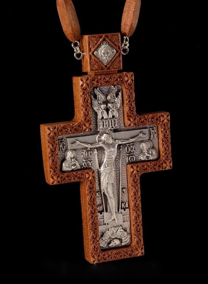 Хрест нагородній з червоного дерева 12х7см від компанії Церковна крамниця "Покрова" - церковне начиння - фото 1