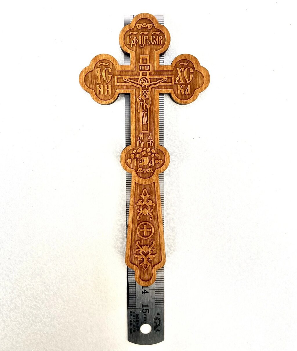 Хрест погребальний, фанера 13,56,5 см від компанії Церковна крамниця "Покрова" - церковне начиння - фото 1