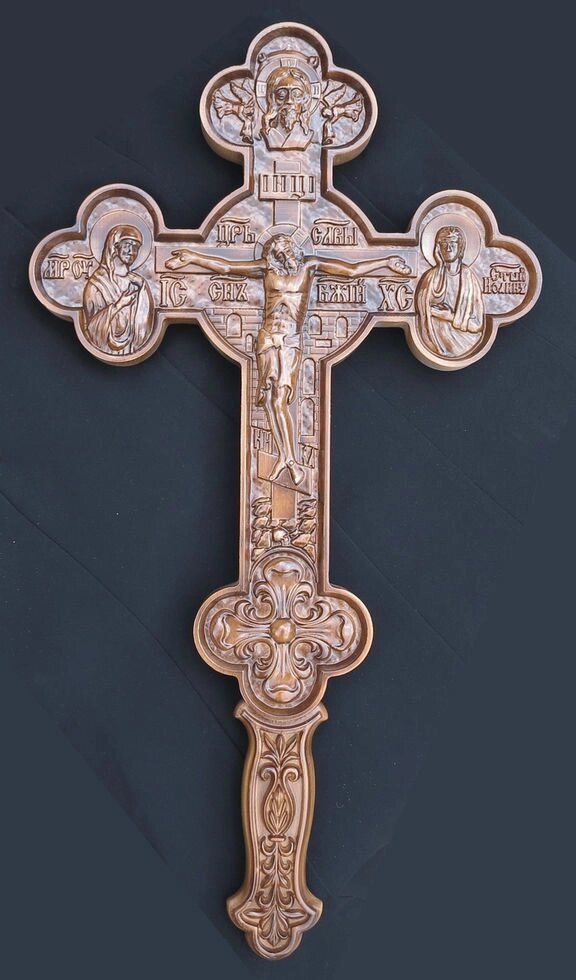 Хрест православний різьблений великий 67х36см від компанії Церковна крамниця "Покрова" - церковне начиння - фото 1