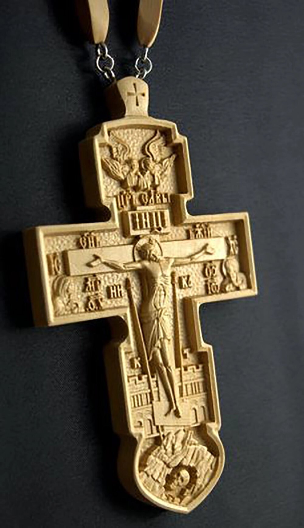 Хрест різьблений православний з груші 120х70мм від компанії Церковна крамниця "Покрова" - церковне начиння - фото 1