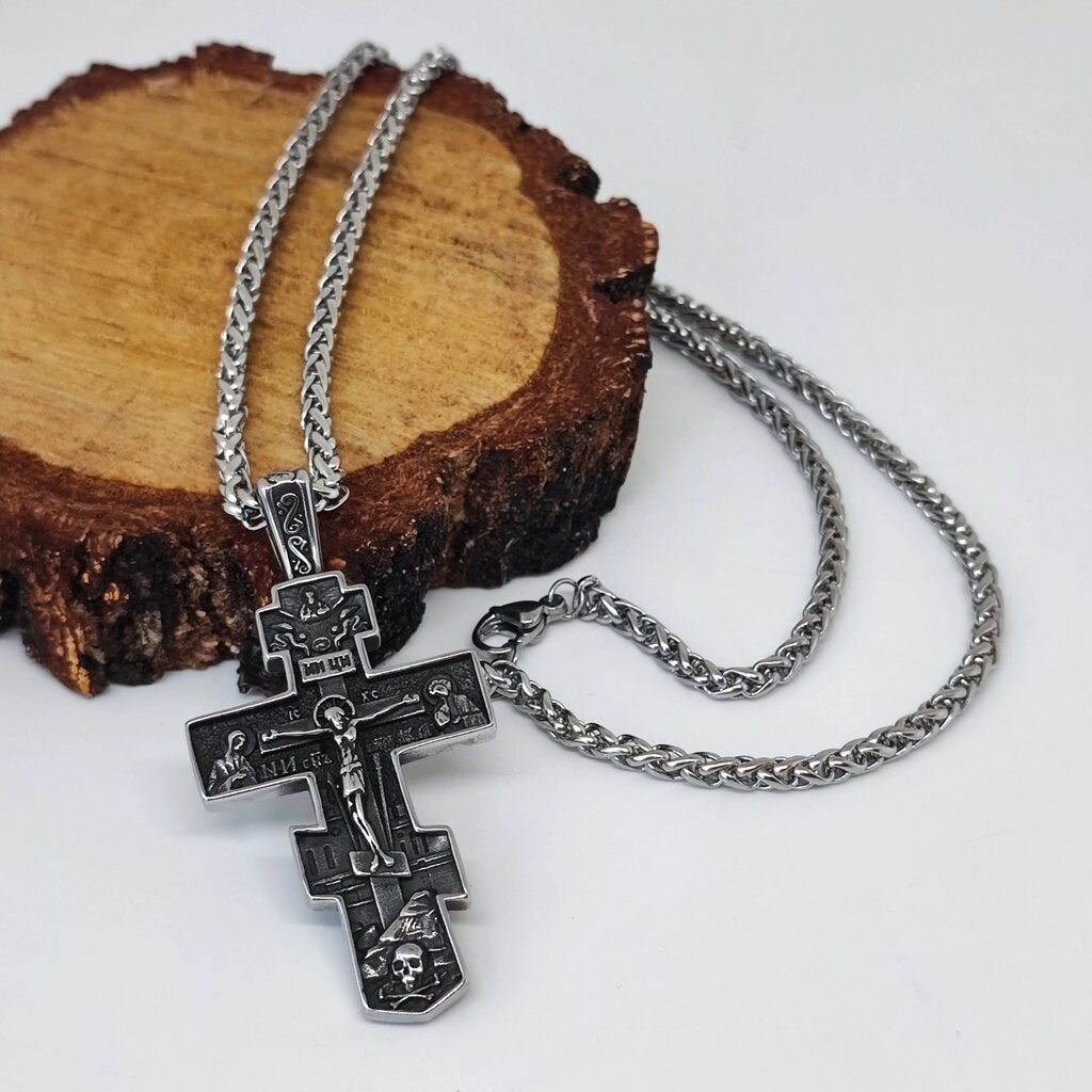 Хрест з ланцюжком чорний градієнт від компанії Церковна крамниця "Покрова" - церковне начиння - фото 1