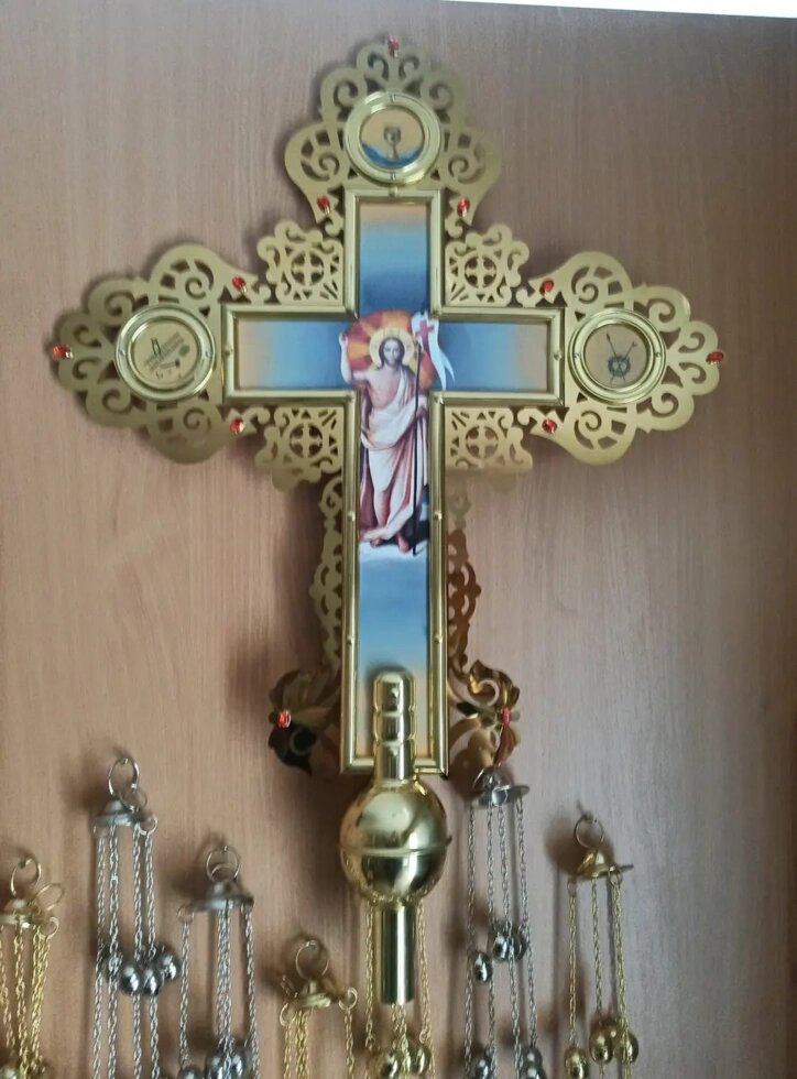 Хрест запрестольний великий із булата (нержавійка) від компанії Церковна крамниця "Покрова" - церковне начиння - фото 1