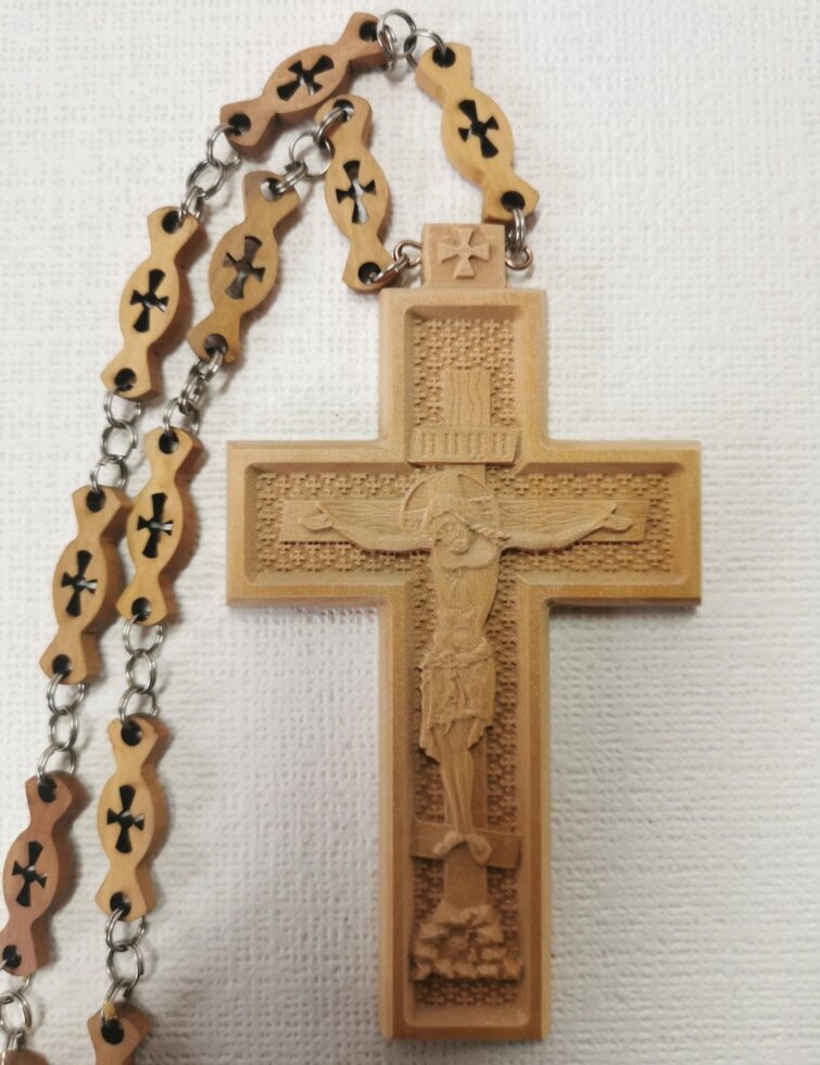 Християнський хрест наперсний з груші # 412 від компанії Церковна крамниця "Покрова" - церковне начиння - фото 1