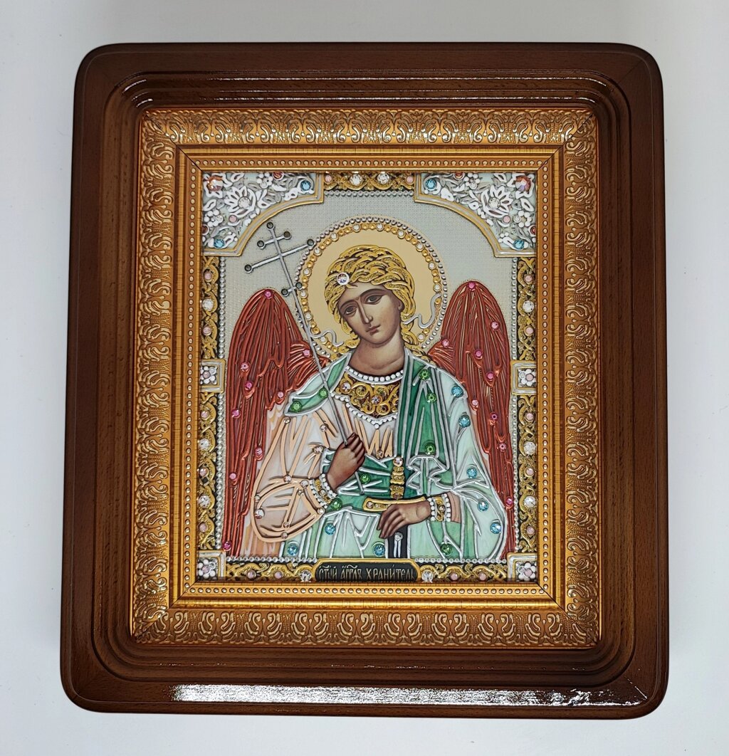 Ікона Ангел Охоронець з оздобленням камінням від компанії Церковна крамниця "Покрова" - церковне начиння - фото 1