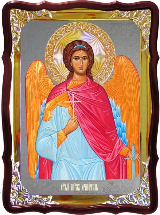 Ікона Ангела Хоронителя з фоном під срібло від компанії Церковна крамниця "Покрова" - церковне начиння - фото 1