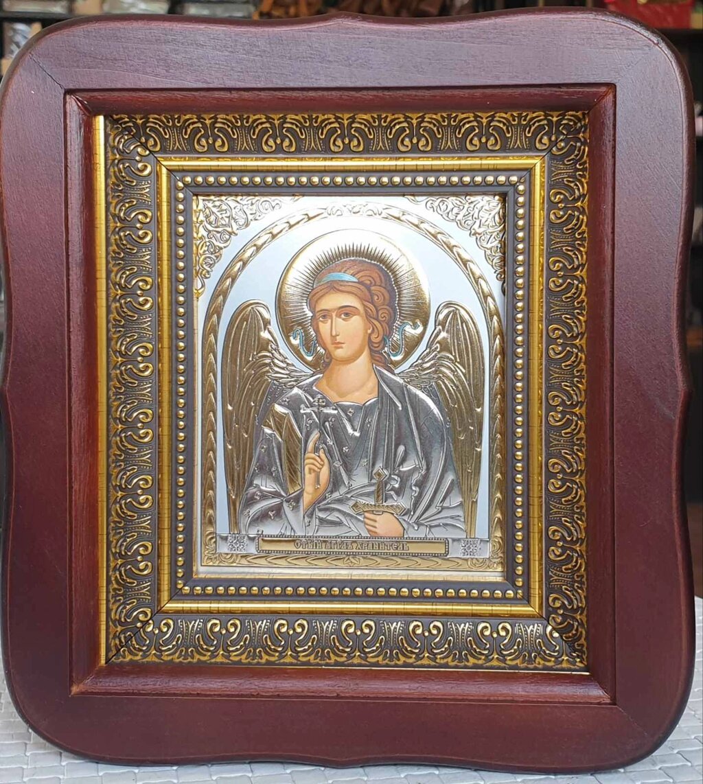 Ікона Ангела Хоронителя з літографією за склом 26*23см від компанії Церковна крамниця "Покрова" - церковне начиння - фото 1