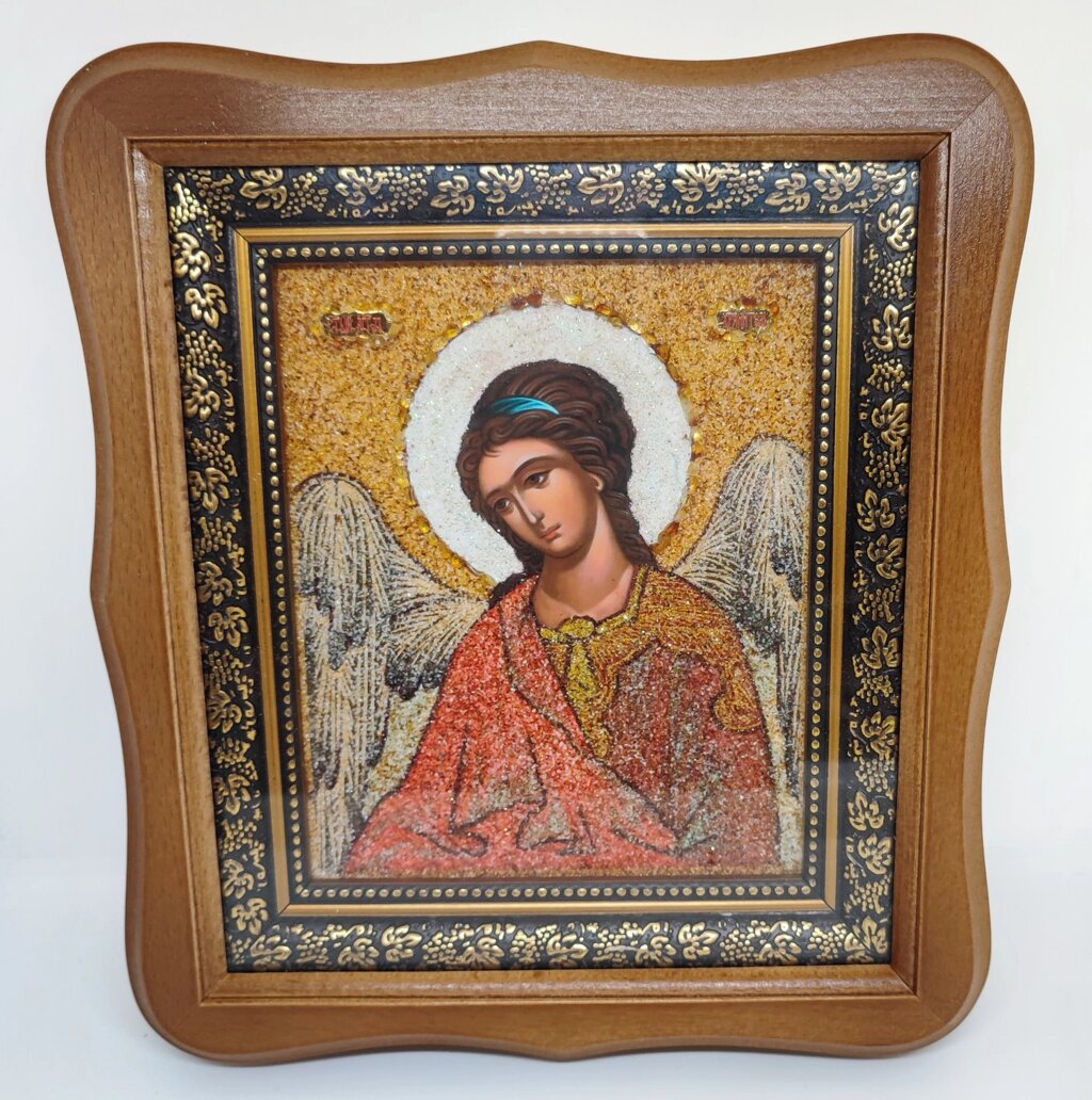Ікона Ангела Хранителя із бурштину від компанії Церковна крамниця "Покрова" - церковне начиння - фото 1