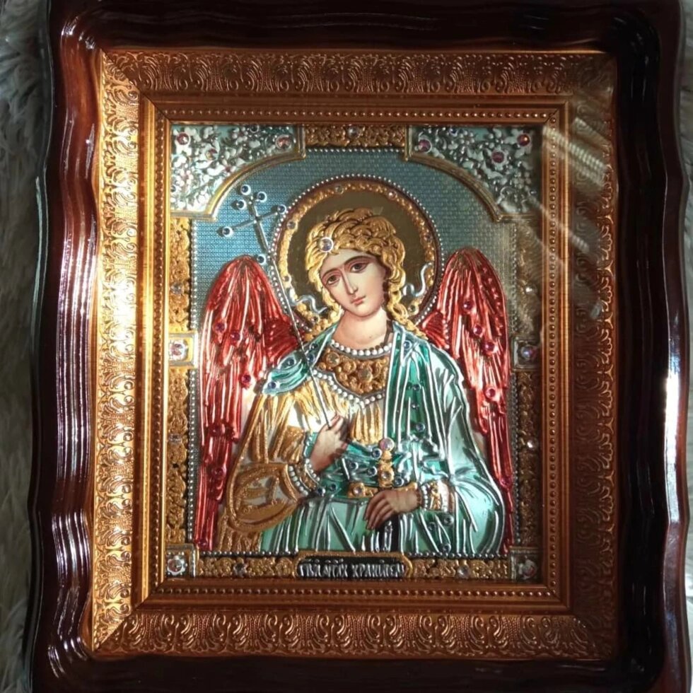 Ікона Ангела Хранителя зі стразами на дарунок або для дому 26*23см від компанії Церковна крамниця "Покрова" - церковне начиння - фото 1