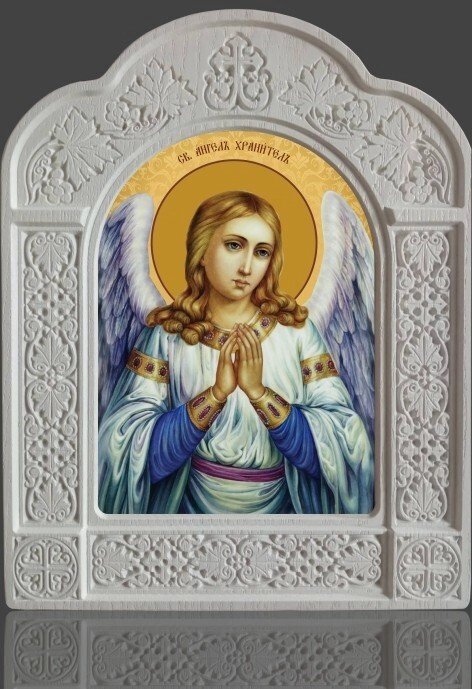 Ікона Ангела охоронця в різьбленому кіоті з ясена від компанії Церковна крамниця "Покрова" - церковне начиння - фото 1