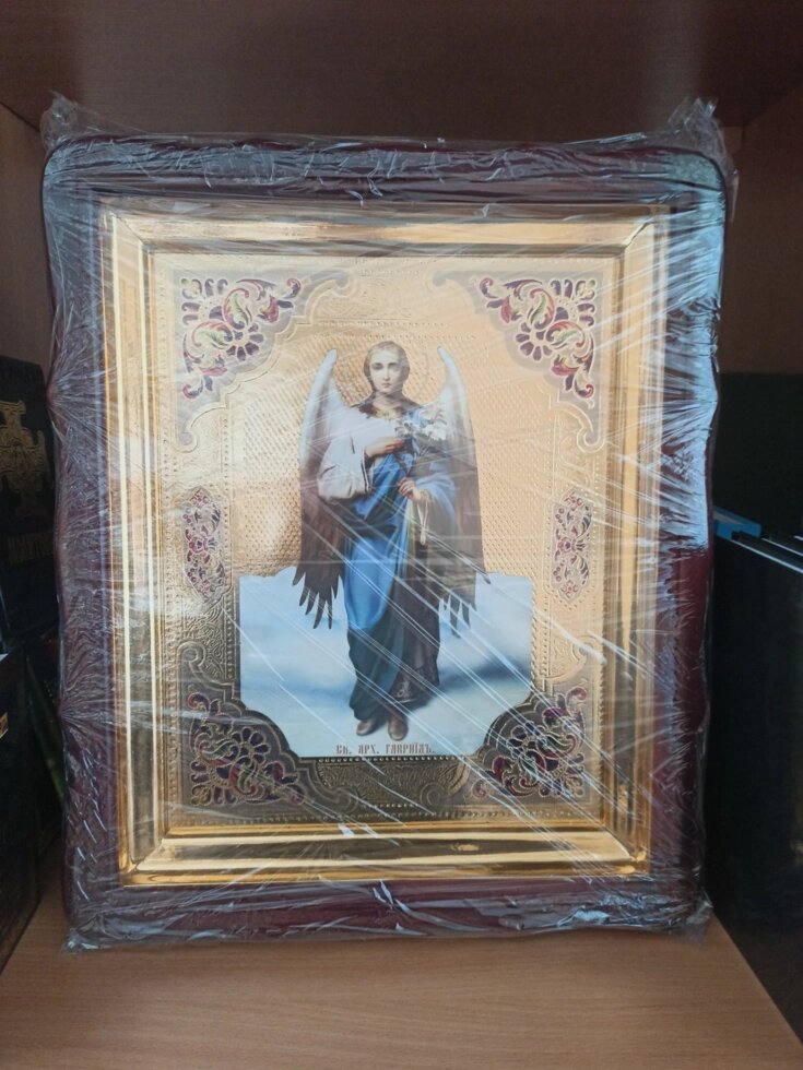 Ікона Архангела Гавриїла з емаллю 40х35см від компанії Церковна крамниця "Покрова" - церковне начиння - фото 1