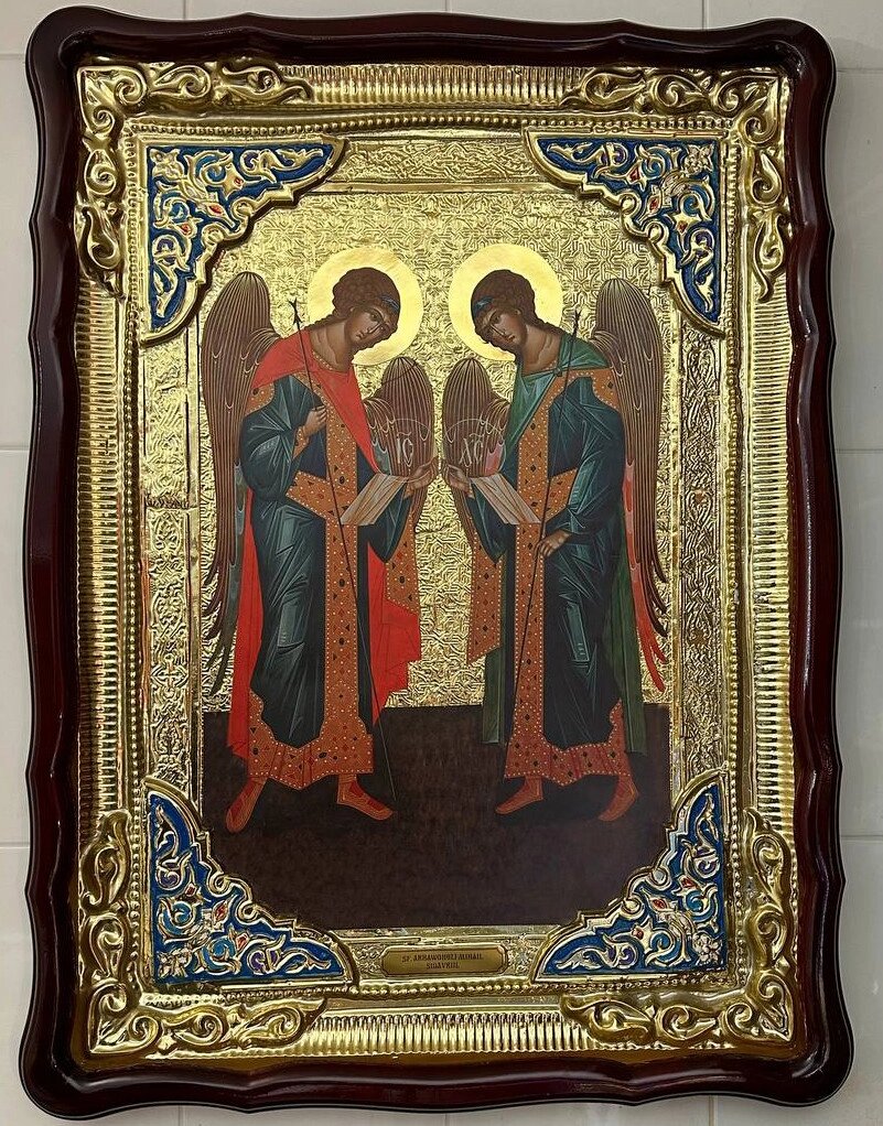Ікона Архангели з емалевими вставками 80*60см від компанії Церковна крамниця "Покрова" - церковне начиння - фото 1