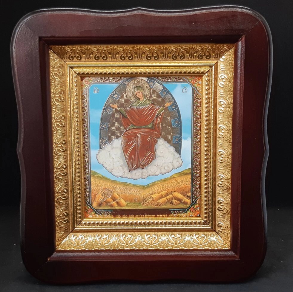 Ікона Богородиця Спорительница Хлібів у фігурному кіоті, розмір 20 х 18см від компанії Церковна крамниця "Покрова" - церковне начиння - фото 1