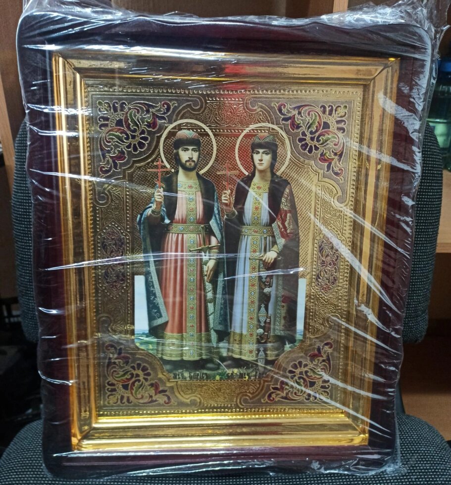 Ікона Борис і Гліб з емаллю 40х35см від компанії Церковна крамниця "Покрова" - церковне начиння - фото 1