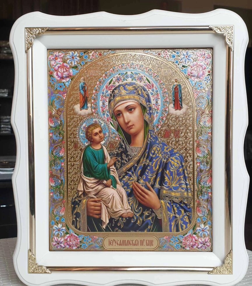 Ікона Божої Матері Ієрусалимська в фігурному кіоті, розмір 30x26см від компанії Церковна крамниця "Покрова" - церковне начиння - фото 1