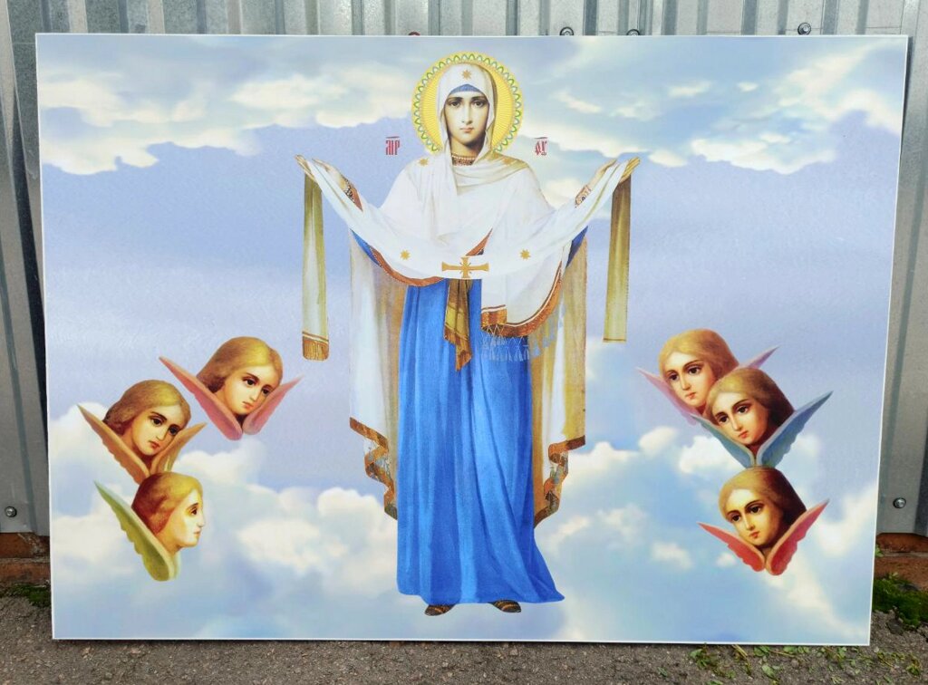 Ікона Божої Матері на композиті "Покрова" на фасаді храму від компанії Церковна крамниця "Покрова" - церковне начиння - фото 1